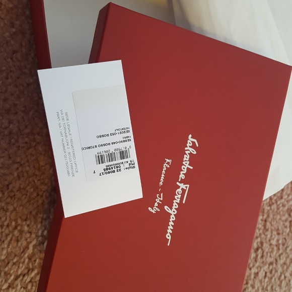 NWT Authentic Ferragamo Red Leather Nylon Pouch - Picture 7 of 8